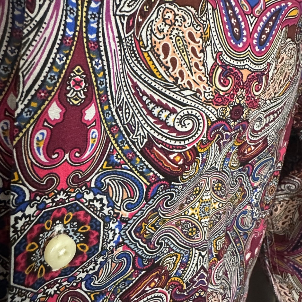 Tallia paisley Long Sleeve Shirt Large 16.5 Gently worn 100% cotton 24" armpits - Picture 2 of 4